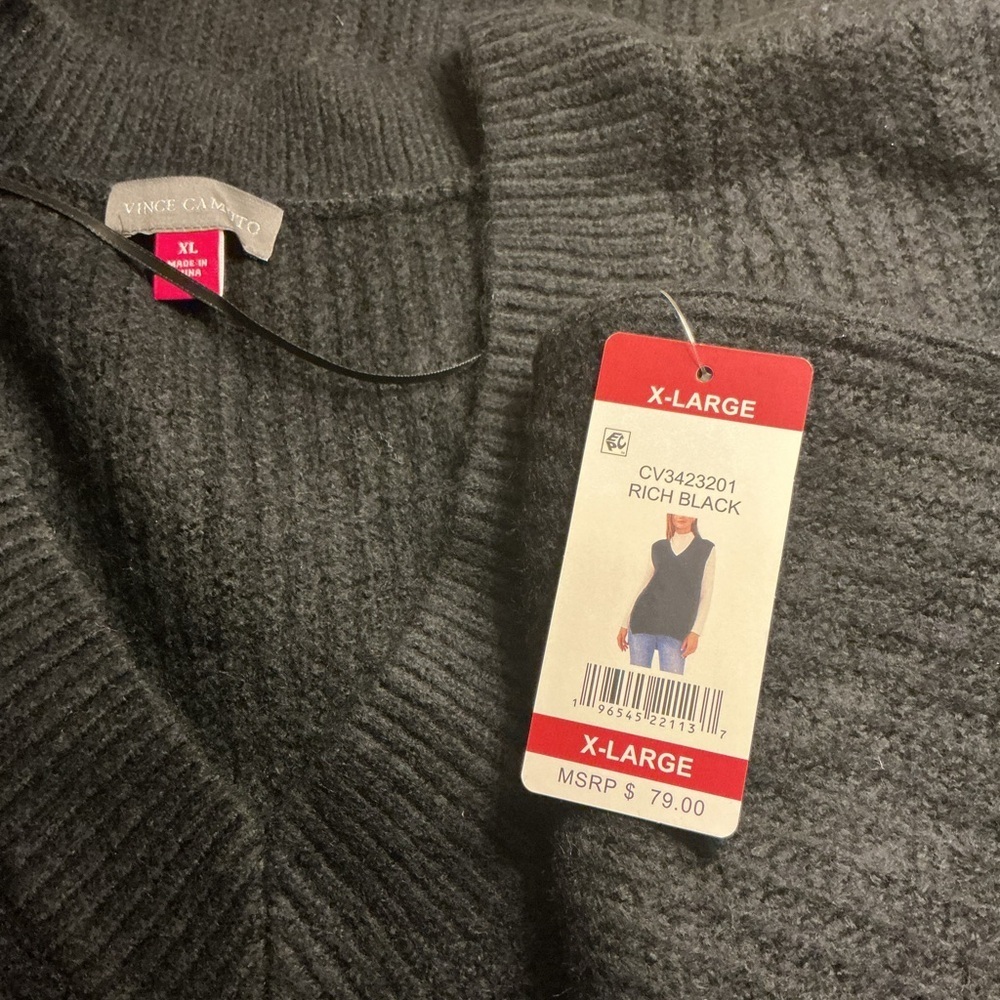 Vince Camuto Black V-Neck Sweater Vest. Runs Big - Picture 5 of 10